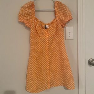 Adorable orange, ditsy flower, sundress